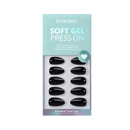 Black Press On Nails Almond - BTArtbox Short Press On Nails with Nail Glue, Fit Perfectly & Natural Reusable Stick On Nails in 16 Sizes - 30PCS Soft Gel Glue On Nails Kit, Black Velvet