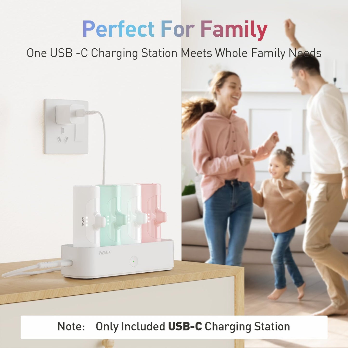 iWALK Charger Station for Portable Charger 4500mAh, 4800mAh, 5000mAh Power Bank for iPhone Charging Station Multiple USB-C Family-Sized Charger Station for Home(Station Only), White