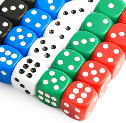 25 Pieces Dice Set 6 Sided 5 Colours Spot Dice with Bags for Tenzi, Farkle, Yahtzee, Bunco or Teaching Math Dice Games
