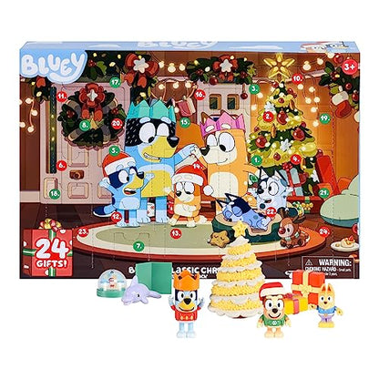 Bluey Toys for Girls and Boys, 24 Days of Surprises, Kids Advent Calendar w/Accessories, Stickers & Mini Christmas Tree