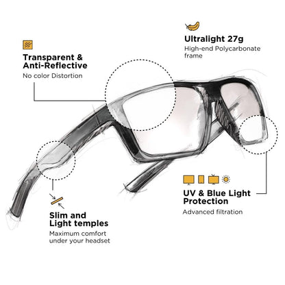 Horus X - Gaming Glasses | Blue Light Blocking Computer Screen Glasses | Anti Fatigue & Eyestrain for Men and Women | Clear