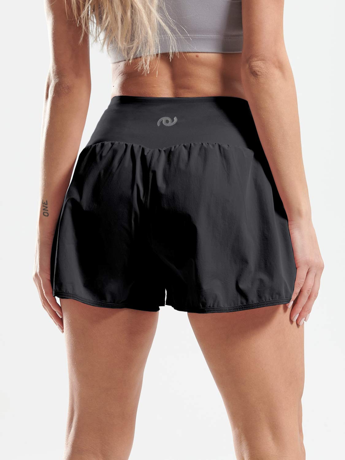 CADMUS 2 in 1 Women's Workout Shorts Athletic Gym Running Shorts for Women Phone Pockets,Black & Gray & White, Medium