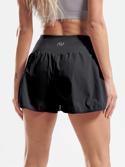 CADMUS 2 in 1 Women's Workout Shorts Athletic Gym Running Shorts for Women Phone Pockets,Black & Gray & White, Medium