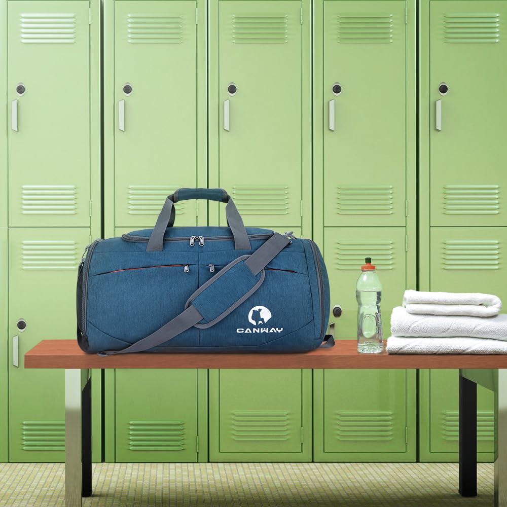 Canway Sports Gym Bag, Travel Duffel bag with Wet Pocket & Shoes Compartment for men women, 45L, Lightweight