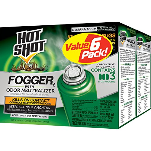 Hot Shot Fogger With Odor Neutralizer 6 Count-2 Ounce Cans (2 Pack), Controls Heavy Insect Infestations