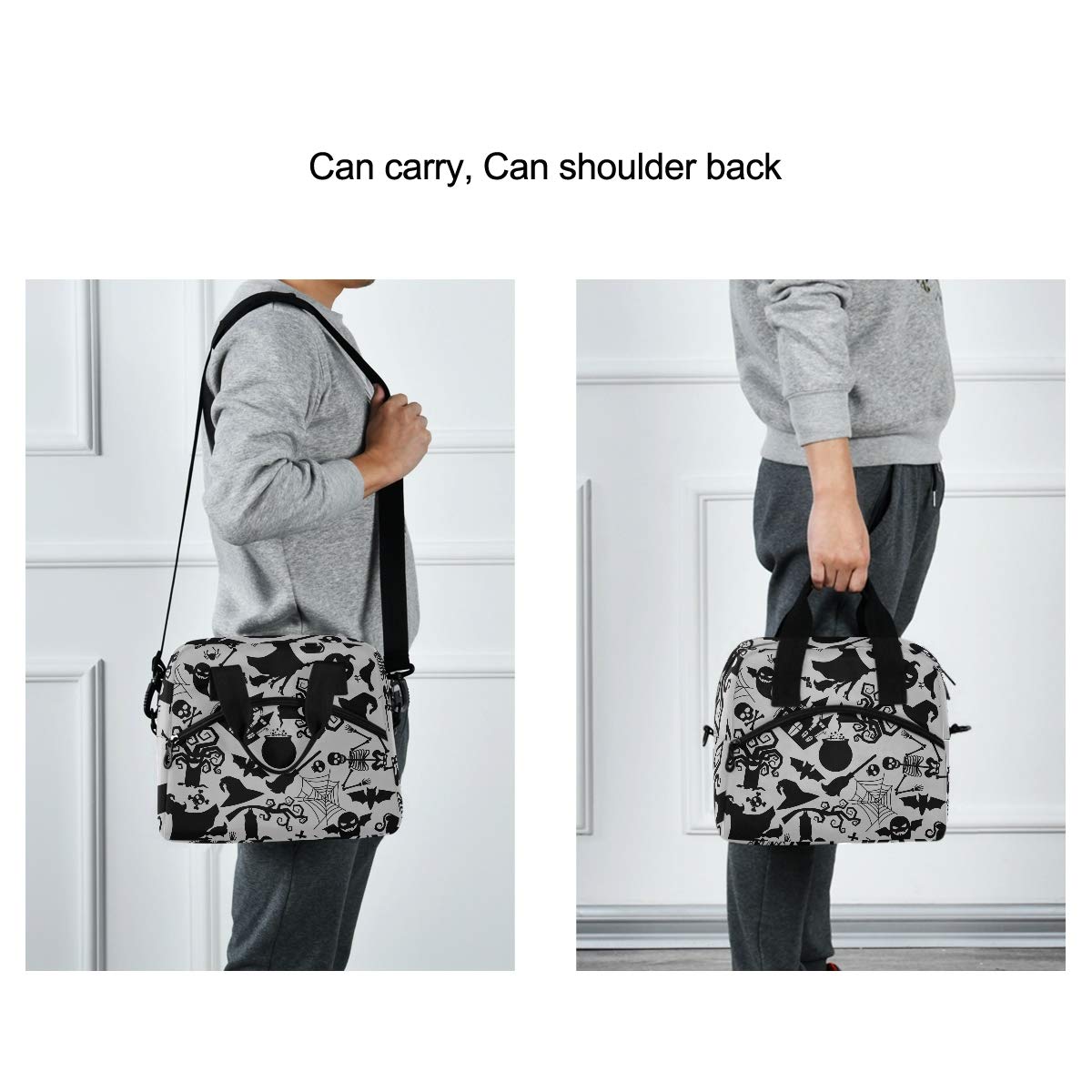 Witch Spider Halloween Lunch Bag for Women Men Insulated Lunch Box Tote Bag with Detachable Shoulder Strap & Carry Handle,Reusable Cooler Bag for Work School Picnic