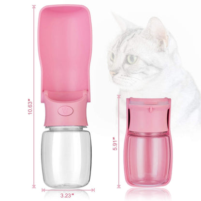 AIKIDS Foldable Dog Water Bottle - Portable Dispenser | Leak Proof & Food Grade Plastic Travel | Pet Water Bottle for Dog Cat Outdoor Walking Hiking Travel(Pink, 12oz)
