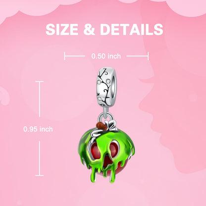 ARVALILS The Poison Apple Charm 925 Sterling Silver Charm Fits Women's Charm Bracelet & Necklace Valentine's Day Mother's Day Jewelry Gifts for Women