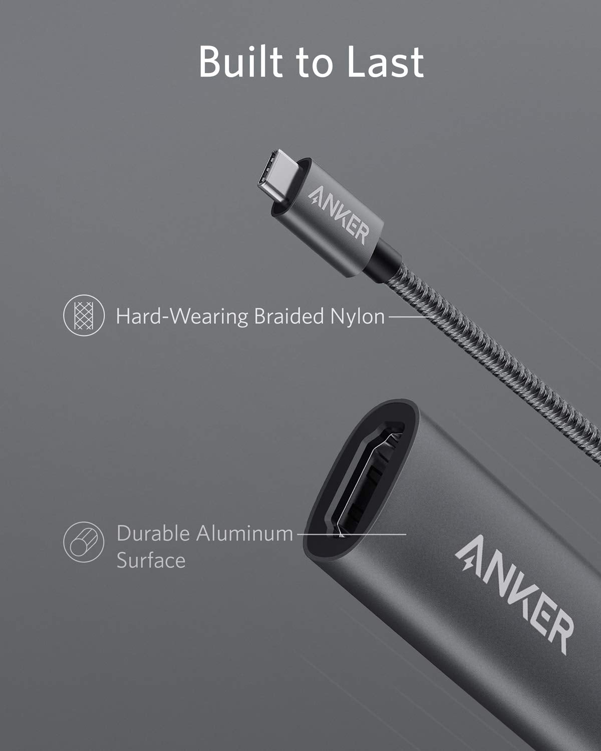 Anker USB C to HDMI Adapter (4K@60Hz), 310 USB-C Adapter (4K HDMI), for MacBook Pro, MacBook Air, iPad Pro, Pixelbook, XPS, Galaxy, and More(Compatible with Thunderbolt 3 Ports)