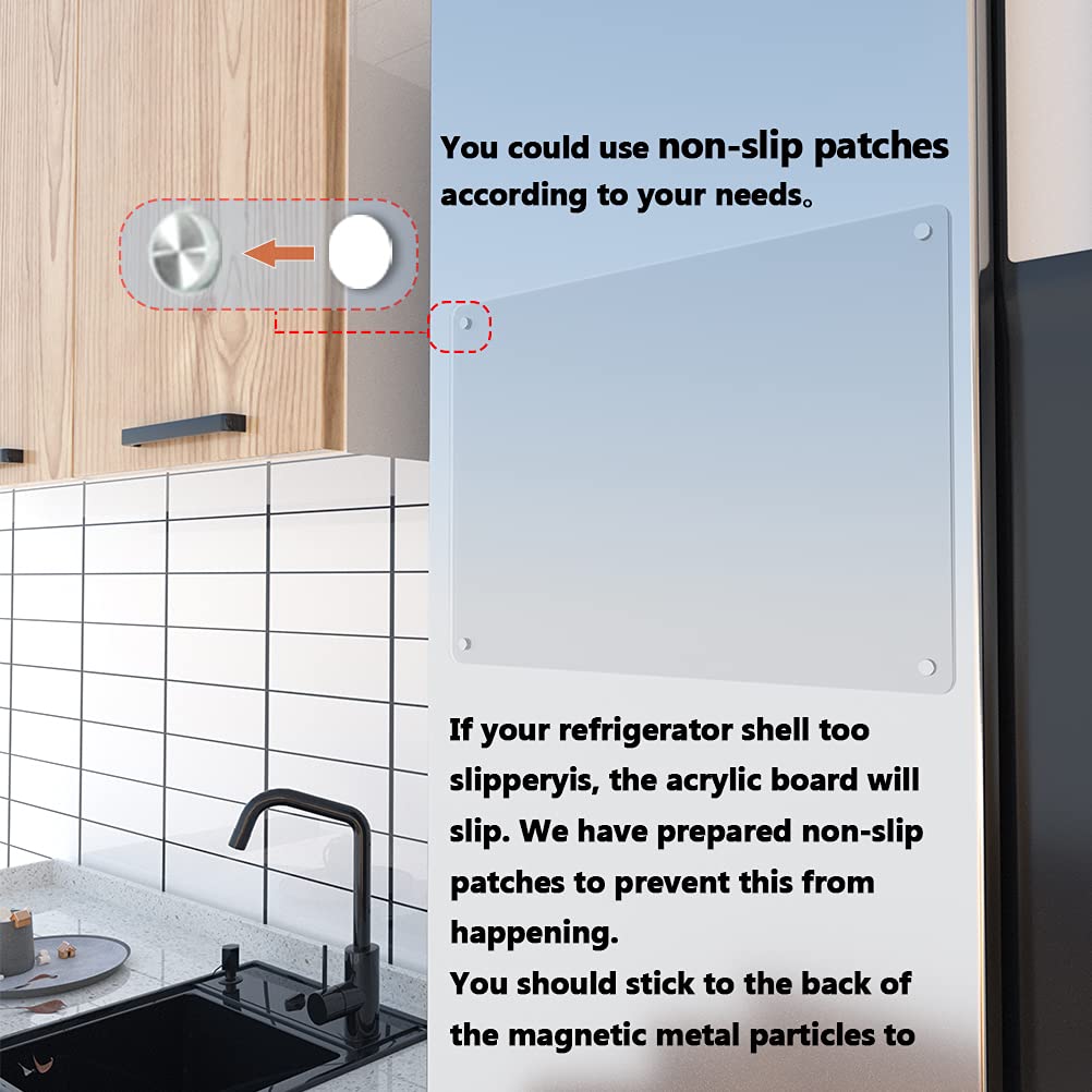 Acrylic Note Board Refrigerator Dry Erase Board Magnetic Clear 15”x11 Includes 4 Dry Erase Markers