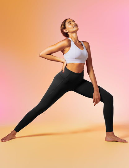 IUGA Leggings with Pockets for Women High Waisted Yoga Pants Women Leggings for Women Tummy Control Workout Compression Leggings Black