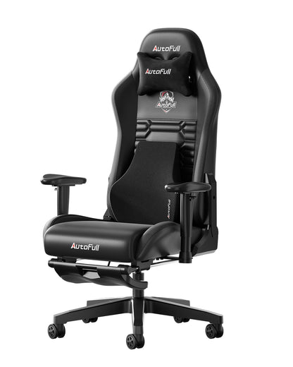 AutoFull C3 Gaming Chair, Racing Style Gaming Chair with Ergonomic Lumbar Support,Adjustable High Back PU Leather PC Chair with Footrest,Black