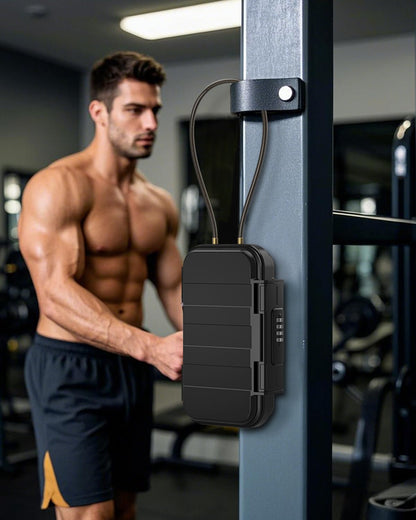 AMIR Portable Safe Box, Combination Security Case LockBox with Code, Waterproof Anti-Theft Mini Travel Safe Box with Removable Chain, Portable Lock Box for Home, Office, Christmas