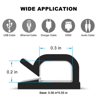 60 PCS Adhesive Cable Clips, Upgraded Wall Wire Clips for Cable Management, Strong Cord Clips Wire Holders for The Wall, Under Desk, Christmas Lights, Car, Dash Cam, Ethernet, Electric Wires Small