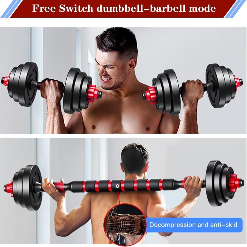 BCBIG Adjustable-Dumbbells-Sets,Free Weights-20lb(10lb*2) Dumbbells Set of 2 Convertible To Barbell A Pair of Lightweight for Home Gym,Women and Men Equipment