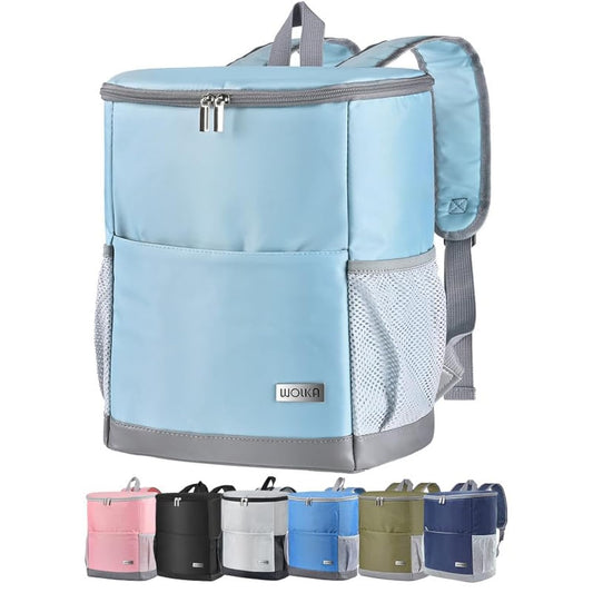 Insulated Cooler Backpack Outdoor - Leak Proof Backpack Cooler 30 Cans, Waterproof Lightweight Cooler Bag for 12h Hot/Cold Retention - Portable Soft Cooler for Travel, Camping, Beach-PowderBlue