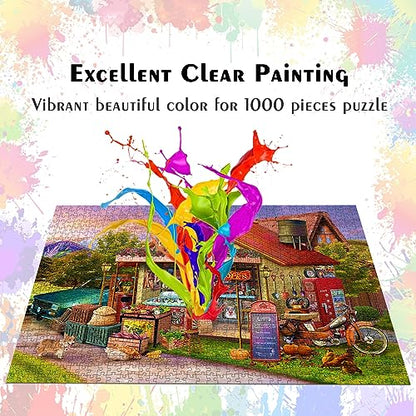 HUADADA Jigsaw Puzzles for Adults 1000 Pieces, Country Store Interlock Perfectly Letter on Back No Dust, Home Decor Birthday Party Gift Toy for Men Women Olders Seniors (27.5"x19.6"), 1:1 Poster
