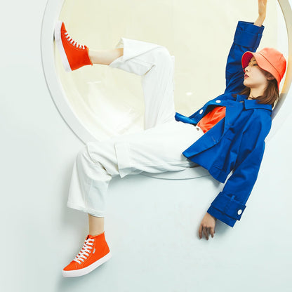 hash bubbie Women's Canvas High top Sneakers Classic Fashion High Tops Canvas Shoes Casual Tennis Shoes for Women（Orange.US7.5）