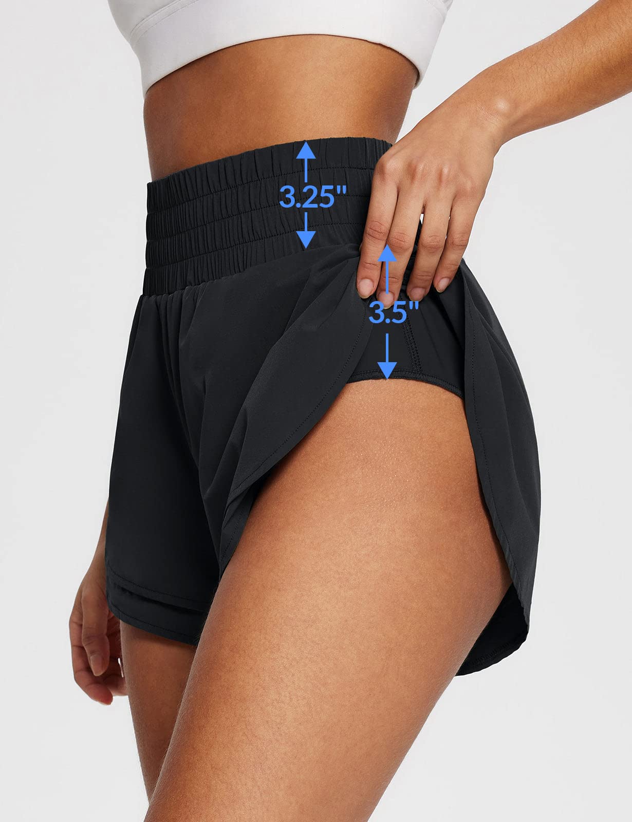 baleaf Women's 3" Workout Shorts High Waisted Athletic Running Shorts with Liner Sports Lightweight Quick Dry Black XL