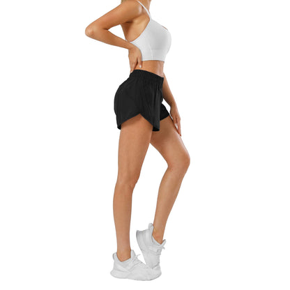 Aurefin Athletic Shorts for Women,Women's Quick Dry Workout Sports Active Running Track Shorts with Elastic and Zip PocketsBlack/Medium