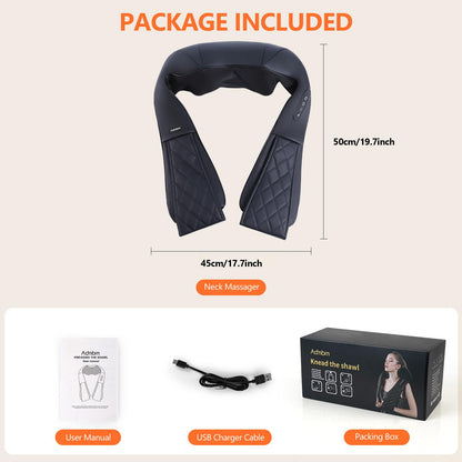 Admbm Back and Neck Massager,Shiatsu Back Massager with Heat,Cordless Portable Kneading Shoulder Massage Shawl Electric Massage Pillow for Pain Relief Deep Tissue Gifts for Dad Mom Friends