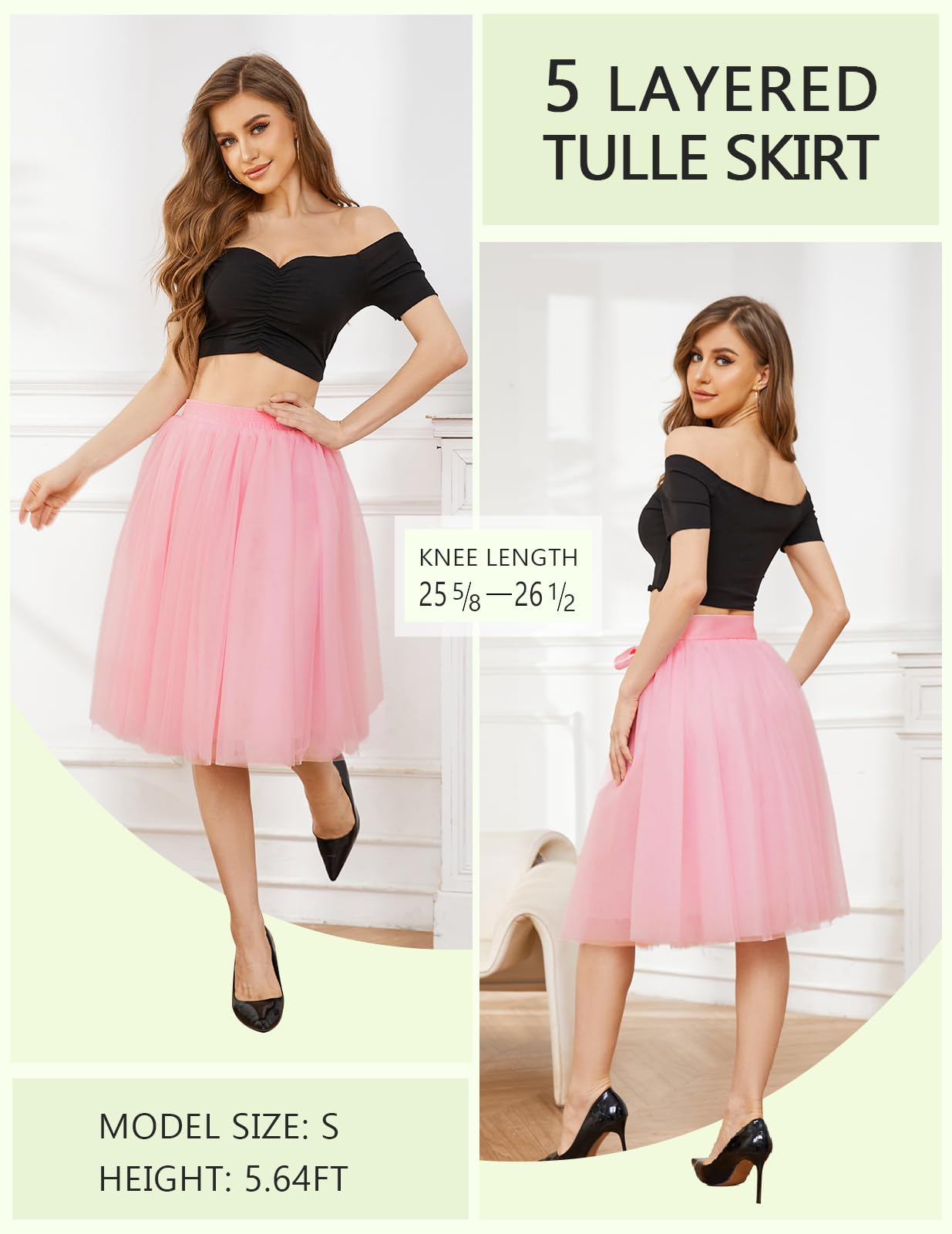 Adult Tulle Skirt Mesh Layered Short Dress for Wedding Party Evening Bridesmaid Sister Costume Blush L