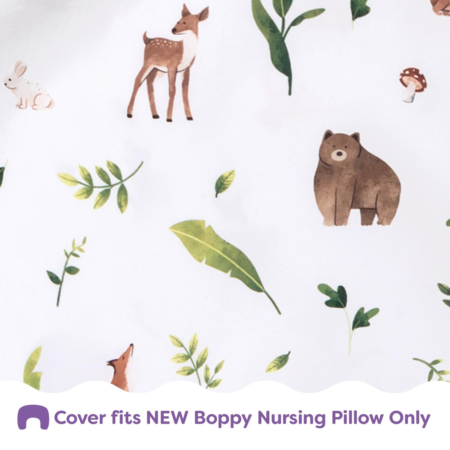 Boppy Nursing Pillow Cover - Soft, Hypoallergenic Washable Microfiber Bottle & Breastfeeding Pillow Covers (Redesigned Feeding Pillow Sold Separately) - Neutral Plants and Animals