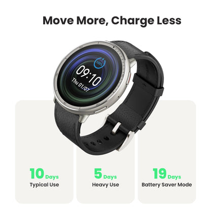 Amazfit Active 2 Premium Smart Watch Fitness Tracker (Round) for Android & iPhone, 10 Day Battery, Water Resistant, GPS Maps, Heart & Sleep Monitor, HYROX Mode, Sapphire Glass, Leather + Sport Strap