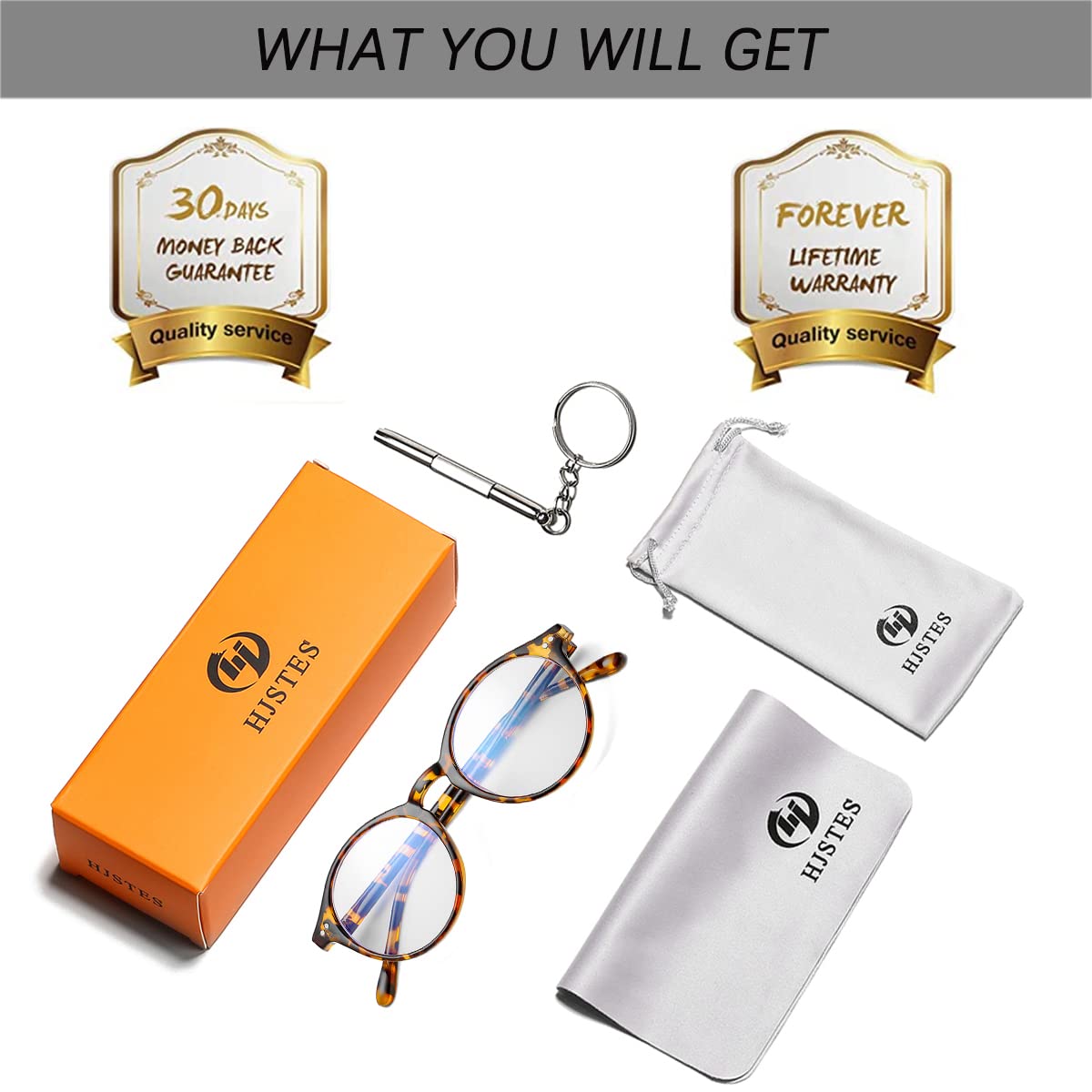 HJSTES Vintage Blue Light Glasses for Women Men Round Bluelight Blocking Glasses Thick TR90 Frame Eyeglasses(Tortoise)