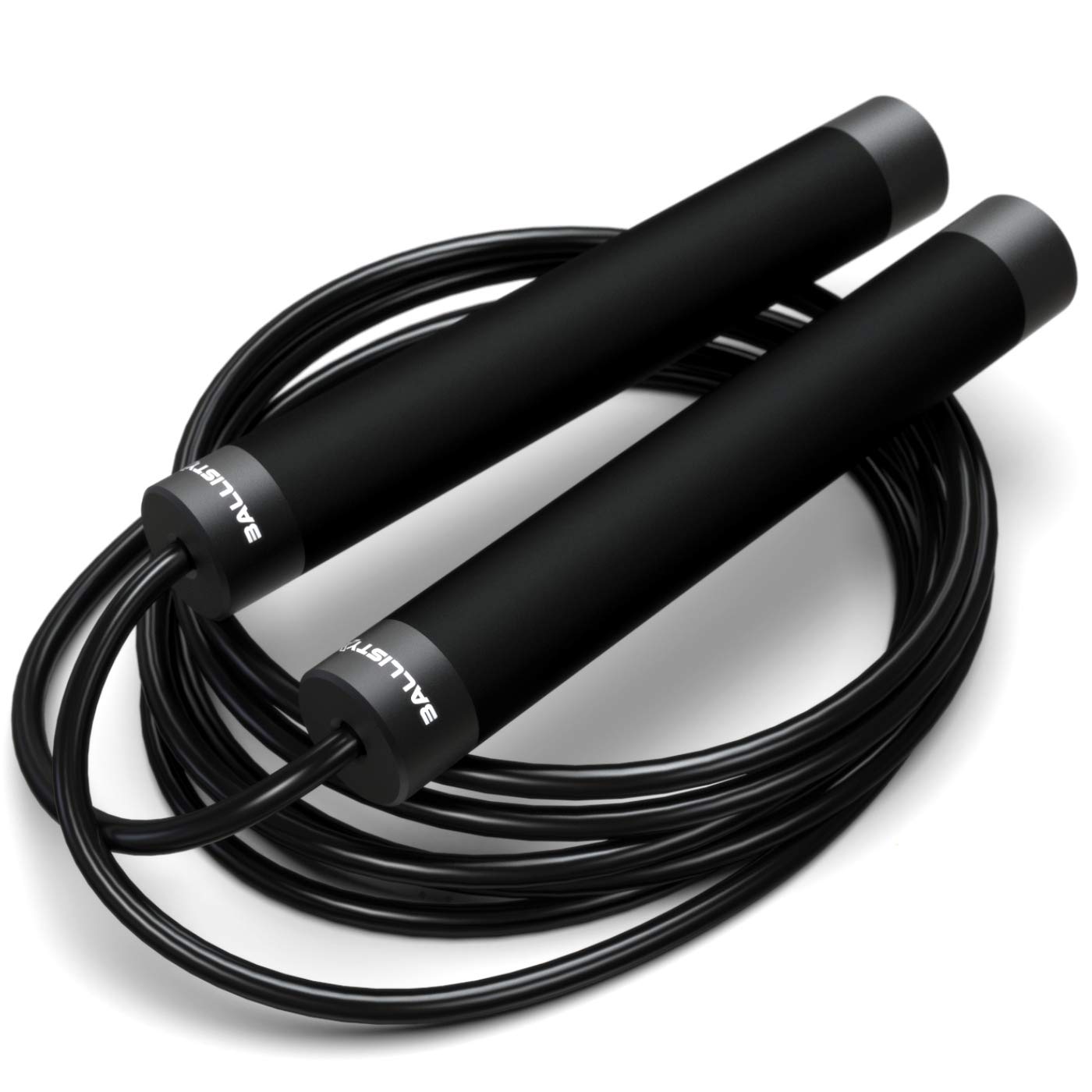 Ballistyx Jump Rope - Premium Speed Jump Rope with 360 Degree Spin, Steel Handles, Silicone Grips and 2 x Adjustable Cables - for Crossfit, Gym & Home Fitness Workouts & More - Black