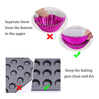 BAKHUK 500pcs Cupcake Liners for Baking, Foil Cupcake Liner, Standard Size 2 Inches 10 Colors Cupcakes Liners