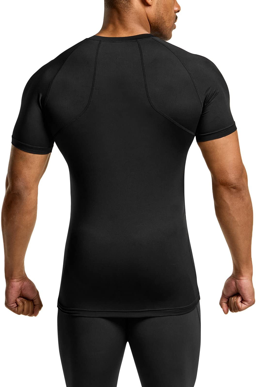 ATHLIO Men's Cool Dry Short Sleeve Compression Shirts, Sports Baselayer T-Shirts Tops, Athletic Workout Shirt, 3pack Tops Black/Black/Black, Medium