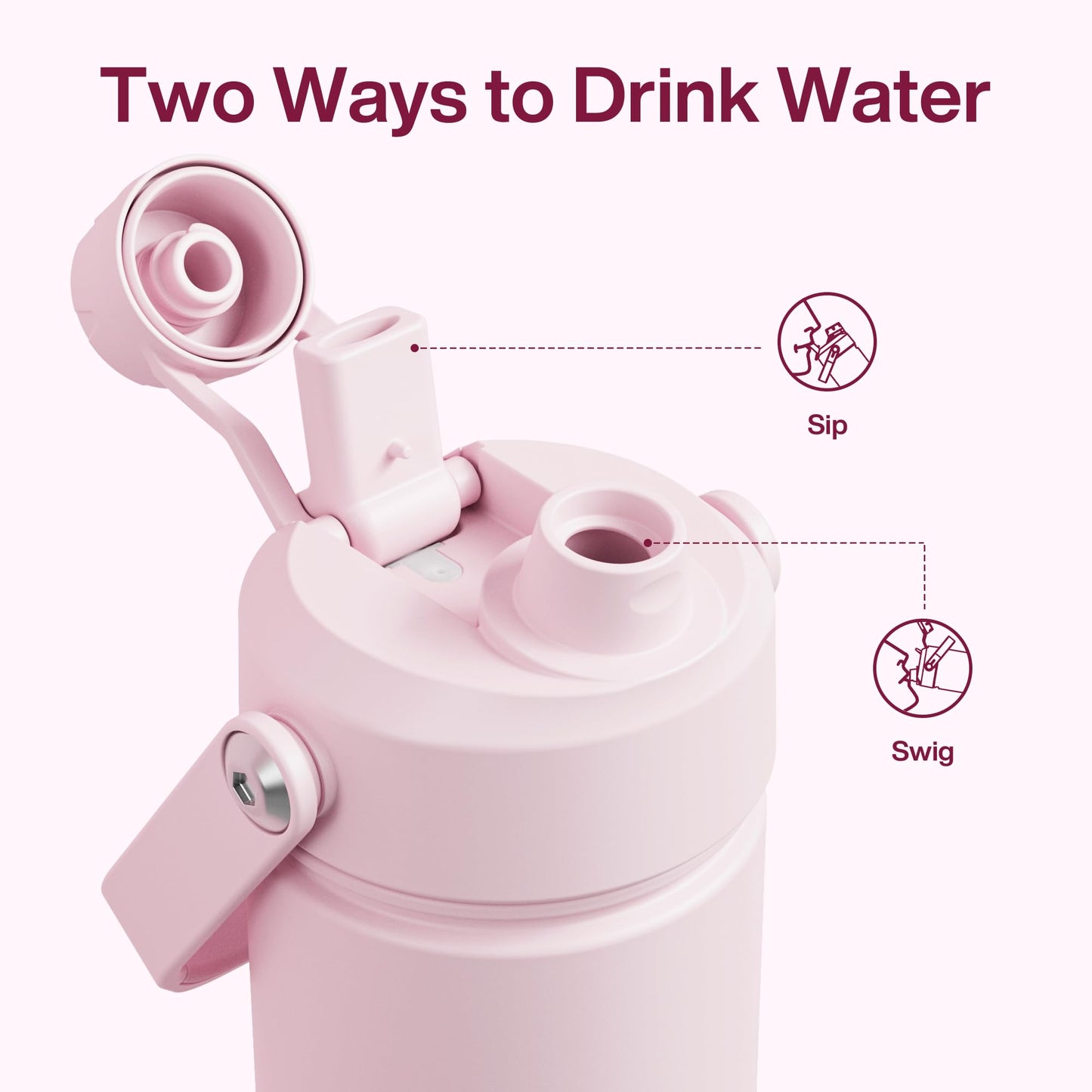 Insulated Water Bottle with Straw - Encool Stainless Steel Water Bottle, Leak-Proof, BPA-Free, Double Wall Vacuum Keeps Cold for 24 Hours for Sports, Travel, School (26 oz, Cotton Candy)