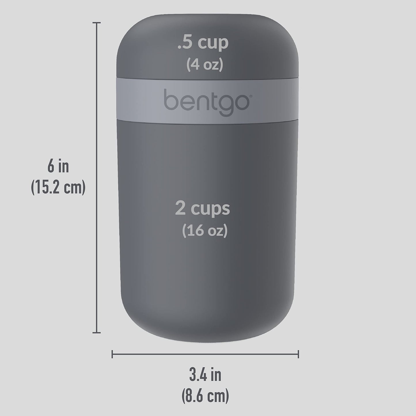 Bentgo Snack Cup - Reusable Snack Container with Leak-Proof Design, Toppings Compartment, and Dual-Sealing Lid, Portable & Lightweight for Work, Travel, Gym - Dishwasher Safe (Dark Gray)
