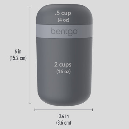 Bentgo Snack Cup - Reusable Snack Container with Leak-Proof Design, Toppings Compartment, and Dual-Sealing Lid, Portable & Lightweight for Work, Travel, Gym - Dishwasher Safe (Dark Gray)