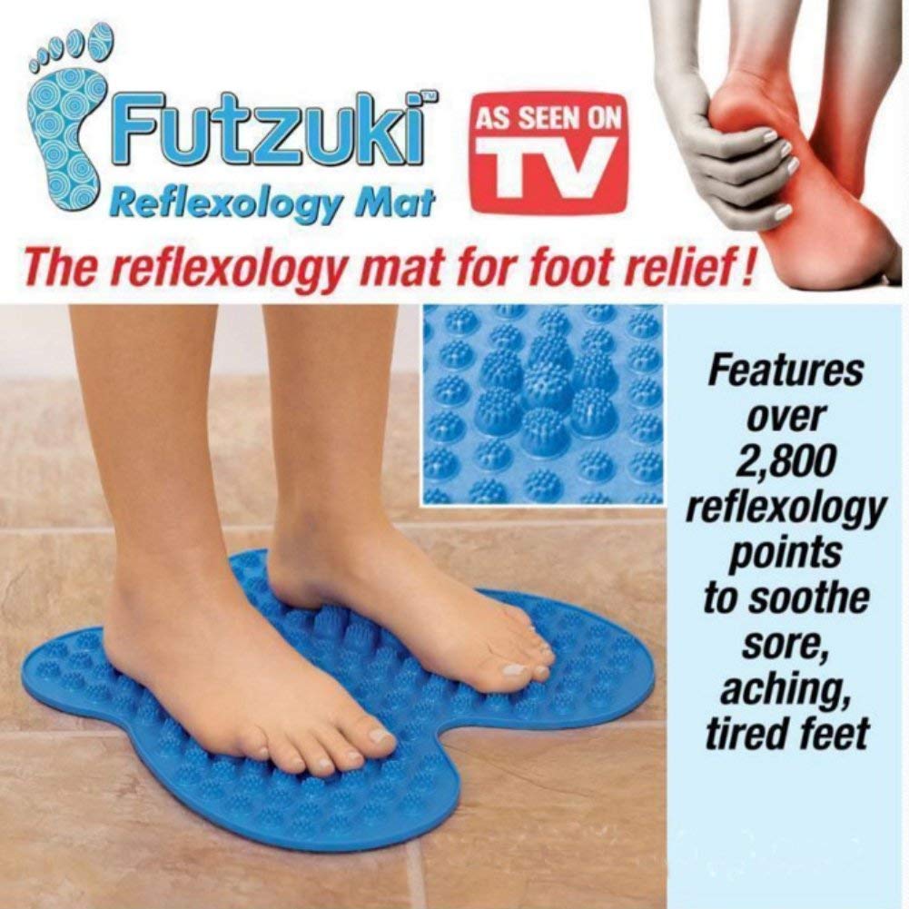 AS SEEN ON TV NEW :Futzuki Reflexology Mat Foot massager acupressure pain & Relieve stress treatment (Blue)
