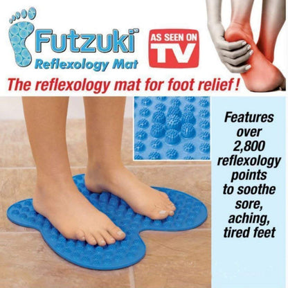 AS SEEN ON TV NEW :Futzuki Reflexology Mat Foot massager acupressure pain & Relieve stress treatment (Blue)