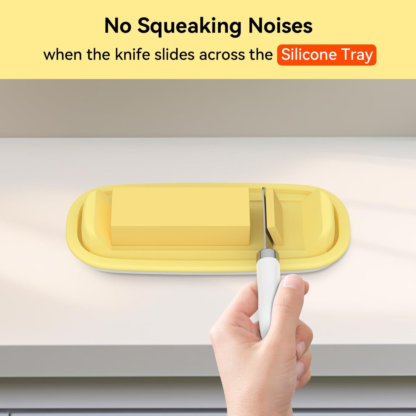 Butter Dish with Lid and Knife for Countertop and Refrigerator, Butter Stick Holder with Airtight Transparent Cover that Keeps Butter Soft