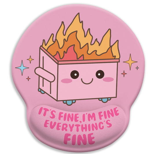 Blusabaca Funny Cute Mouse Pad with Wrist Rest, Dumpster on Fire Ergonomic Mouse Pads Wrist Support for Desk, Mousepad for Wireless Mouse Gaming Laptop Work Home Desk Accessories Office Supplies Decor