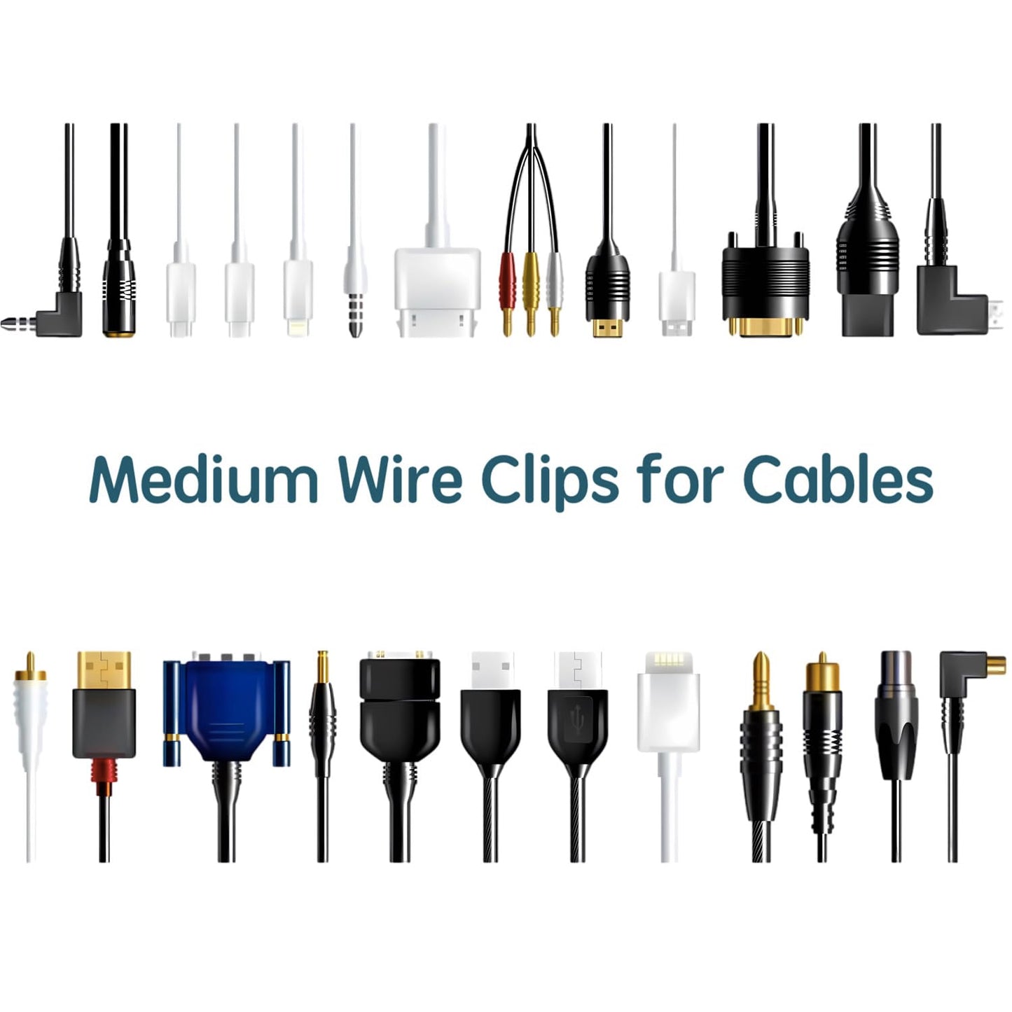 40Pcs Strong Adhesive Cable Clips with 50 Strips,Wire Clips,Cord Organizer Cable Management Finisher Wire clamp Wire Holder Cable Organizer Wire Hider for Cords Max.1/4"