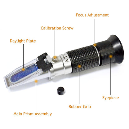 Honey Refractometer for Moisture, Brix and Baume, 3-in-1 Uses, 58-90% Brix Scale Range, Ideal for Honey, Maple Syrup, and Molasses, Bee Keeping Supplies