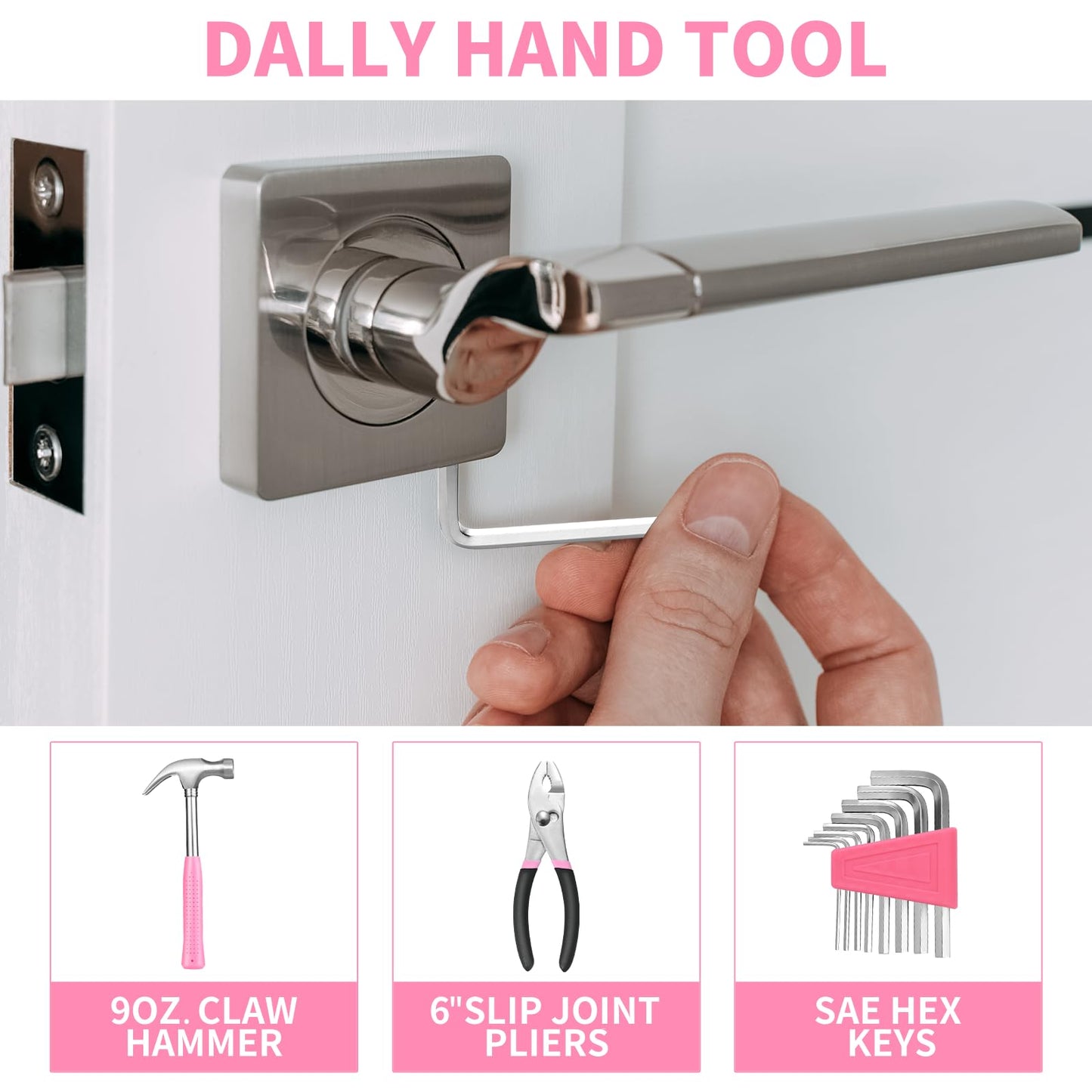 39 Piece All Purpose Basic Household Pink Tool Kit for Women - Small Tool Set with Toolbox Great for Home, Garage, Office and College Dormitory Use