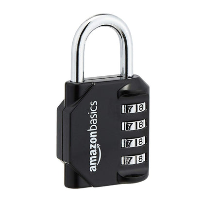 Amazon Basics 4-Digit Combination Lock for Gym and Sports, 2-Pack, Black