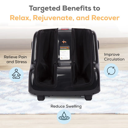 Human Touch Reflex5s Foot & Calf Massager for Stress & Plantar Fasciitis Relief+Relaxation +Kneading & Compression for Circulation Support -1 Year Warranty - Adjustable Fit for Women & Men Size 12