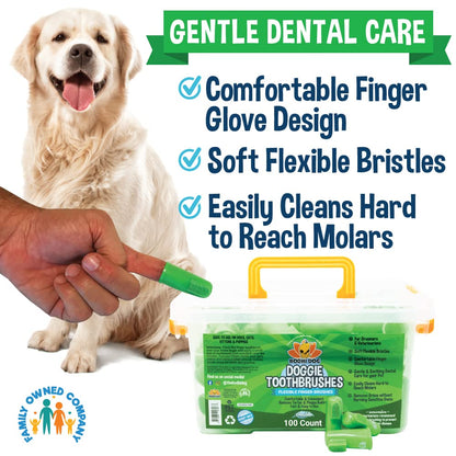 Bodhi Dog Finger Toothbrush for Dogs & Cats - Puppy Toothbrush with Soft Flexible Silicone Bristles, Gentle for Sensitive Gums, Promotes Healthy Teeth & Gums, Easy Teeth Cleaning Tool (100 Count)