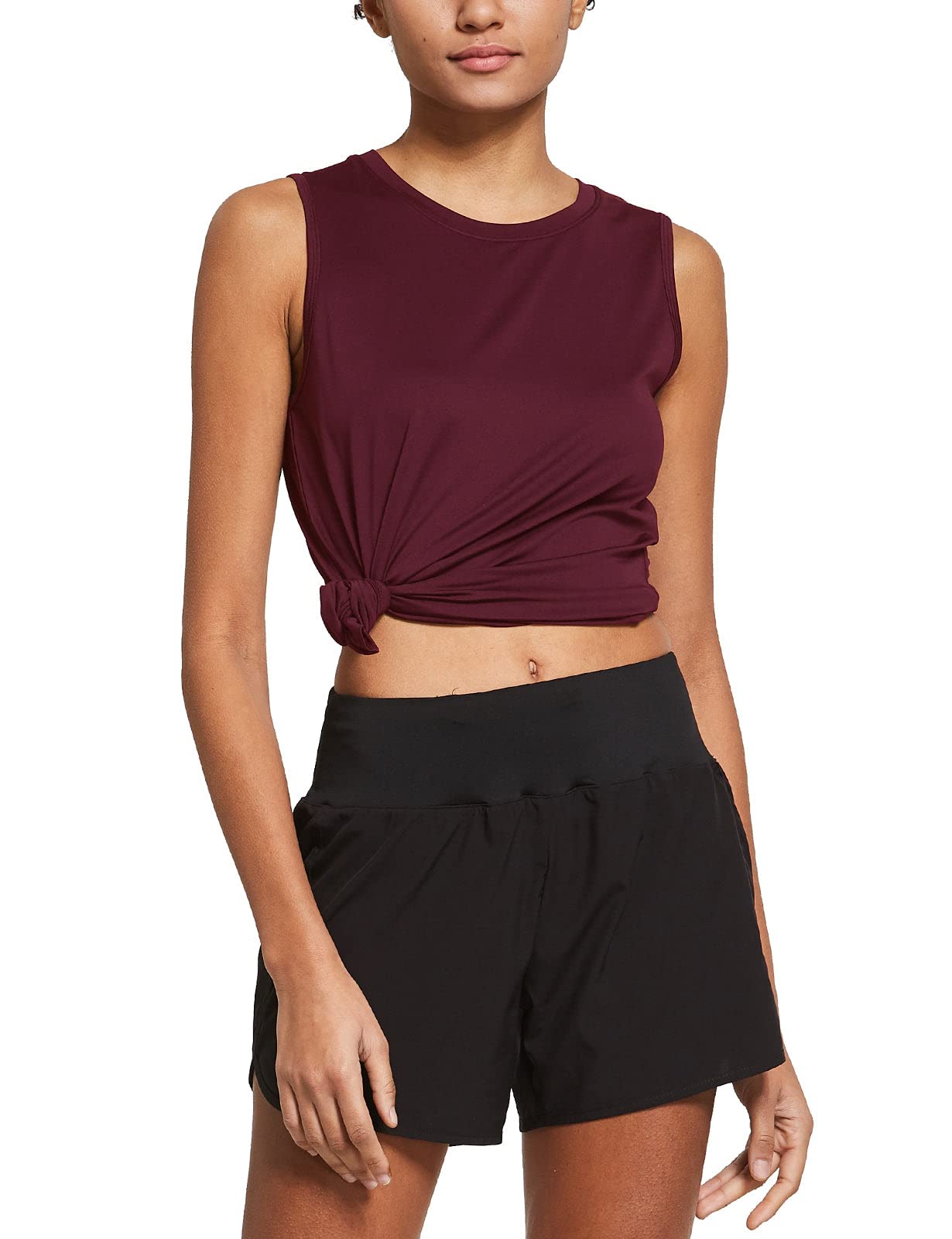 baleaf Women's Workout Tank Tops Sleeveless Exercise Tennis Running Shirts Activewear Fitness Gym Tops Red M