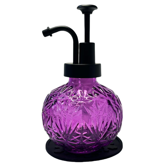 Birugen Vintage Soap Dispenser for Bathroom,Glass Kitchen Soap Dispenser with Pump,Farmhouse Antique,Cute Small Rustic Decor(Purple)