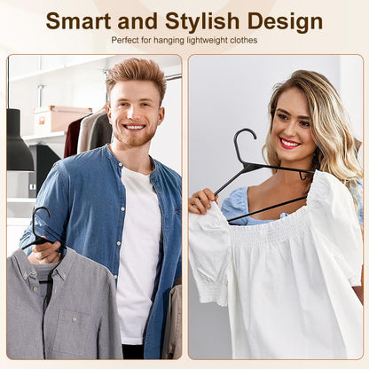 HOUSE DAY Black Plastic Hangers 60 Pack, Clothes Hangers with Non Slip Hooks, Durable & Space Saving Coat Hanger, Light-Weight Clothing Hanger, Perfect Closet Organizer for Everyday Use