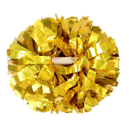 Hooshing 2 Pack Pom Poms Cheerleading Professional Holographic Gold Spot with Baton Handle for Girls Kids Team Spirit Sports Cheering