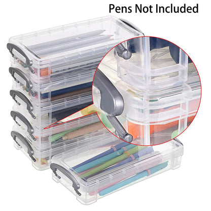 BTSKY Large Capacity Pencil Box, Office Supplies Storage Organizer Box, Brush Painting Pencils Storage Box Watercolor Pen Container Drawing Tools(6 Pack Clear)